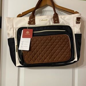 Lovevook Brown & black Tote Bag with insulated storage